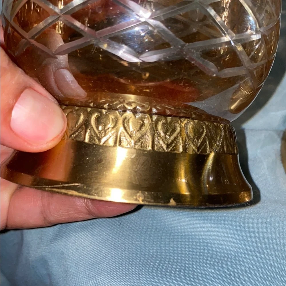 BX48 Elegant Amber Glass Candle Holders with Gold Base